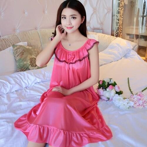 Overize 4XL Fashion Sexy Women Long Nightdress Satin Lace Lingerie Nightgown Casual Ladies Sleepwear Nightie Deep Lace Clothing