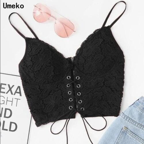 Umeko 2020 Summer Fashion Lace Camis Short Solid Sexy & Club Shirt Womens Vest Clothing Pink Topwomen Clothing Plus Size