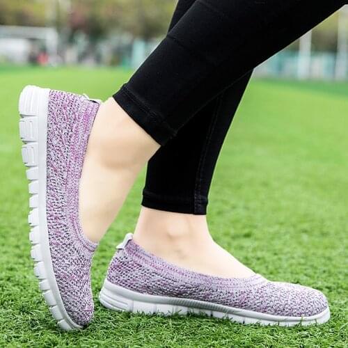 Women Shoes Air Mesh Shoes Summer Breathable One-step Walking Shoes Non-slip Mother Shoes Womens Cool Shoes Dancing Shoes