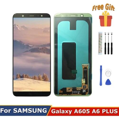 For Samsung Galaxy A6 PLUS 2018 A605 sm A605F LCD Screen replacement A605fn A605g Digitizer Display A6+A605g A605gn A605fd Tools