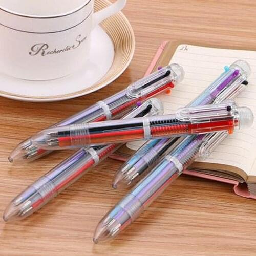 1pcs Transparent 6 Color Pen Ballpoint Pens Stationary Novelty Cute Gel Pens Student Cartoon Cute Pen Kawaii School Supplies