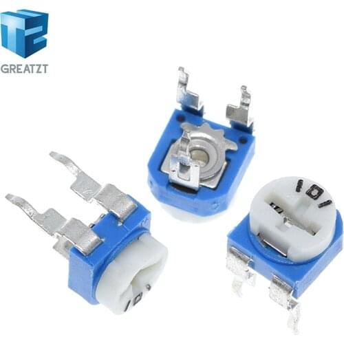 GREATZT10pcs Rm065 Rm-065 100 200 500 1k 2k 5k 10k 20k 50k 100k 200k 500k 1m Ohm Trimpot Trimmer Potentiometer Variable Resistor