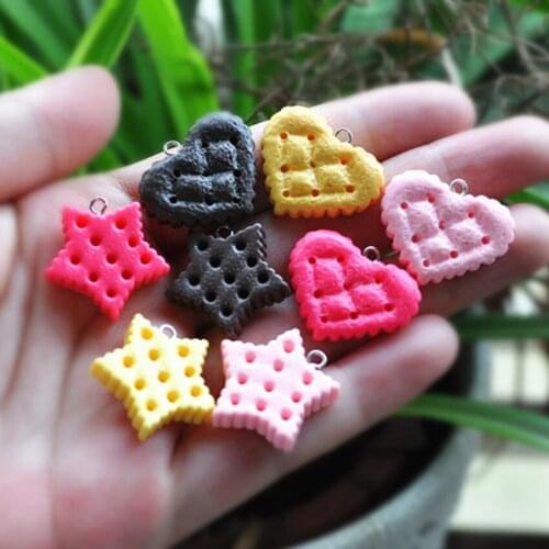 For DIY Phone Decoration 16pcs Lovely Resin Charms Necklace Biscuit Pendant