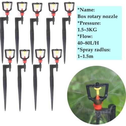 5sets 13~50cm O.D 6mm Plant Water Sprinkler Kits Box Sprinkler Nozzle Support Spike Ground Rod Watering Garden Irrigation Sets