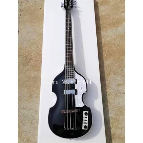 5 string electric bass, black surface, free transportation, customizable