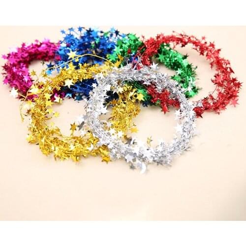 7.5m Star Wire Garland Tinsel Ribbons Christmas Tree Decoration for Home New Year Birthday Festival Decoration Wedding Ornament