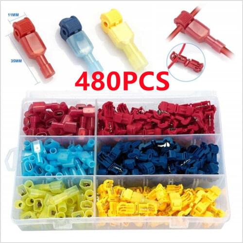 T Tap Type Electrical Connector Terminal Quick Electrical Cable Connectors Snap Splice Lock Wire Terminals Crimp Splice 22-10AWG