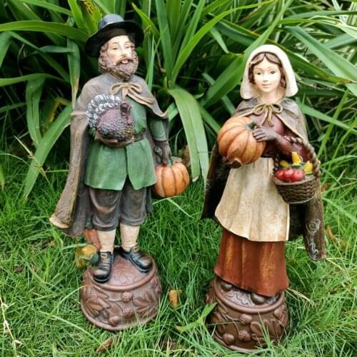 American Garden Farm Harvest Couple Resin Sculpture Landscape Feng shui Park Furnishing Decoration Courtyard Accessories Crafts