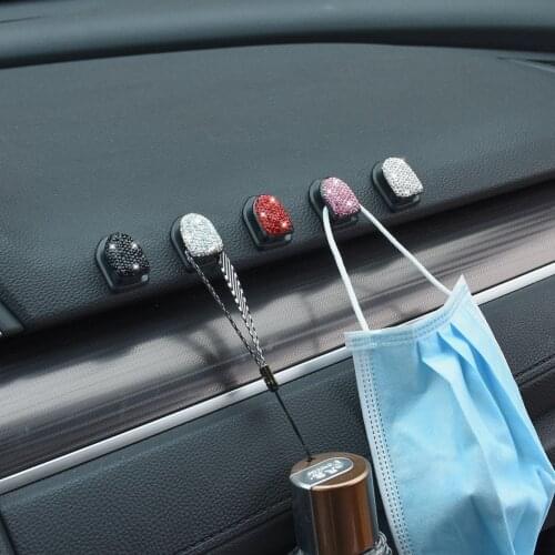 2Pcs Crystal Rhinestone Car Hooks Bling Mini Seat Back Hooks for Keys Bags Home Wall Decorations Hooks