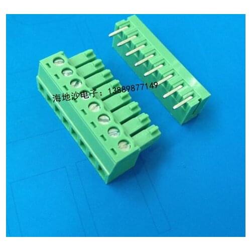 Free shipping pcb terminal 2EDG-3.81 2EDG 3.81 male and female 7Pin / 8Pin / 9pin / 10pin curved needle 10sets/lot