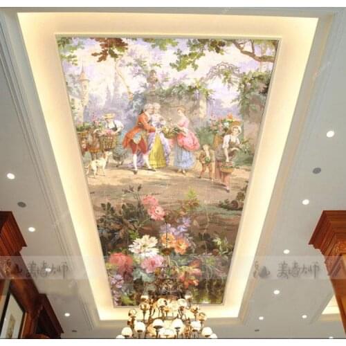 Large mural living room wallpaper Continental Hotel ktv ceiling bedroom ceiling painting angel figure custom size