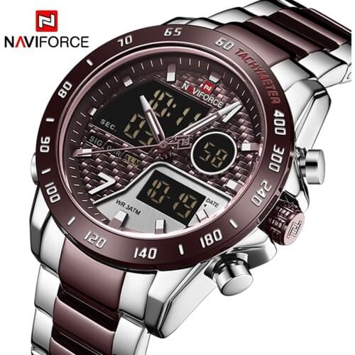 NAVIFORCE Mens Watches Military Sports Quartz Analog Led Digital Chronograph Creative Calendar Shock Resistant Male Wristwatches