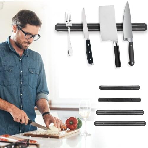 Black Kitchen Bar Knife Storage Block 33-55CM Magnetic Knife Holder For Metal Knife Wall Mount Magnetic Strip Knife Holder