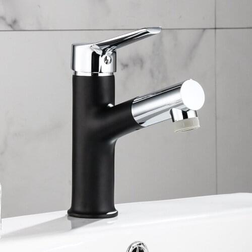 2020 Black hot& cold bathroom faucet can pull the hotel Bathroom sink Faucet double-mode adjustable bathroom basin faucet