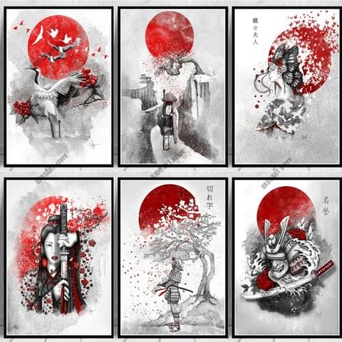 Diy 5D Diamond Painting Japanese Zen Ink Bonsa Bushido Samurai Diamond Embroidery Full Mosaic Cross Stitch Kits Home Decoration