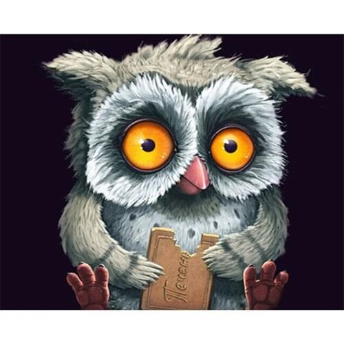 DIY Digital Painting By Numbers Package Wide-eyed owl oil painting mural Kits Coloring Wall Art Picture Gift frameless