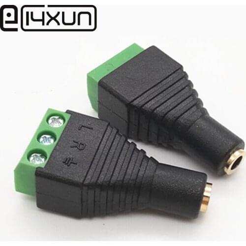 EClyxun 2Pcs 3.5 mm Stereo 3 Pole Female Video AV to AV Screw Terminal Jack 3.5mm Female 3pins Terminal Block Plug Connector