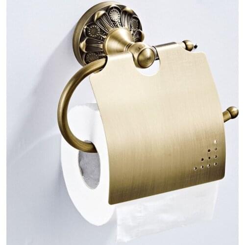 European style brushed exquisite carving craftsmanship bronze square paper towel holder toilet paper holder bathroom accessories