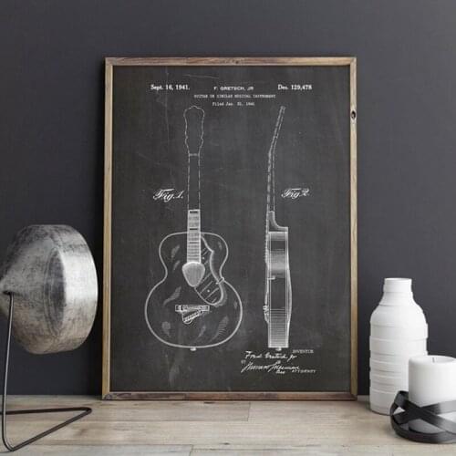 Gretsch Guitar Patent, Guitar poster, room wall decor,vintage print,blueprint,Musician gift idea, music Decorations
