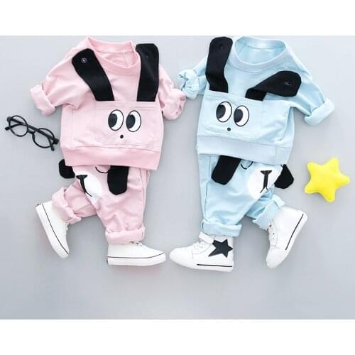 2019 New Baby Infant Spring Fall Cartoon Clothing Set Girls Boys Cotton Suits T Shirt + Pants 2pcs Fashion Tracksuits