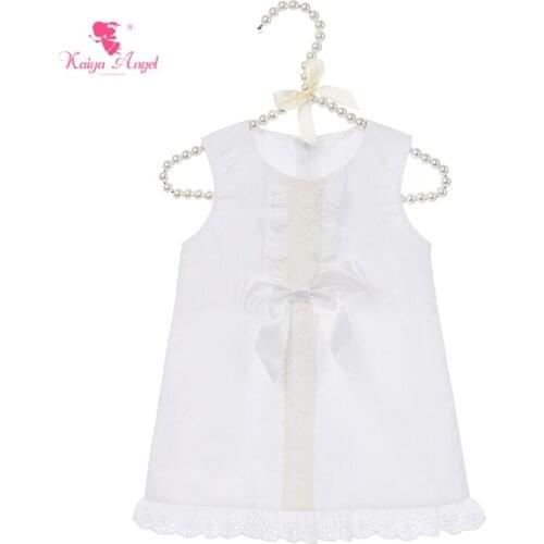 Kaiya Angel New Baby Girl Summer Dress White Solid Bow Sleeveless Invisible Zipper Ruched Toddlers 5pcs/lot Factory Wholesale