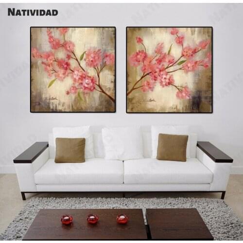 Chinese Classical Peach Blossom Painting Tree Art Canvas Painting Print Bedroom Living Room Shop Home Decoration Poster Canvas