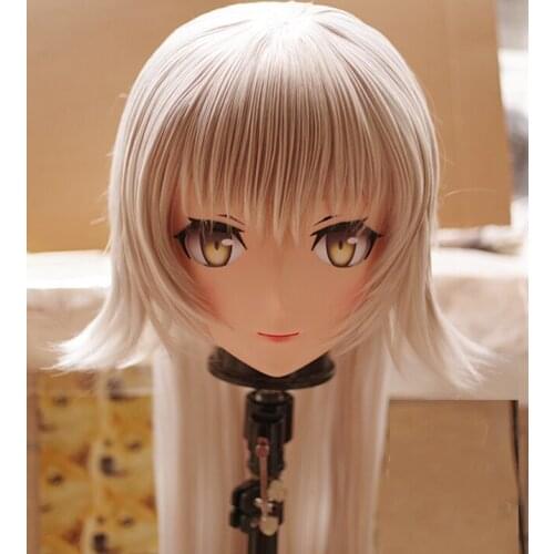 KM124) Handmade Female Resin Crossdress Pretty Girl 3/4 Head Lolita Doll Mask Japanese Anime Cosplay Kigurumi Mask Crossdresser