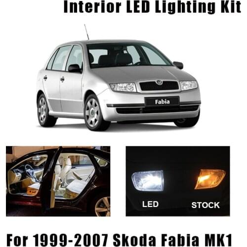 15pcs White Error Free Car LED Interior Light Reading Bulbs Kit Fit For 1999-2007 Skoda Fabia MK1 Hatchback License Plate Lamp