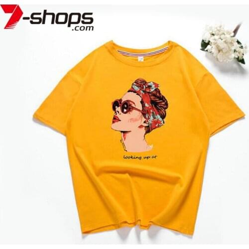 Summer Cotton T-shirt Women Funny Short Sleeve Girl Top Printing O-Neck T-shirts Shrug Female Casual Tops Streetwear 2021