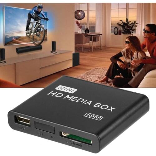 Mini Media Player 1080P Mini HDD Media Box TV box Video Multimedia Player Full HD With SD MMC Card Reader 100Mpbs EU Plug