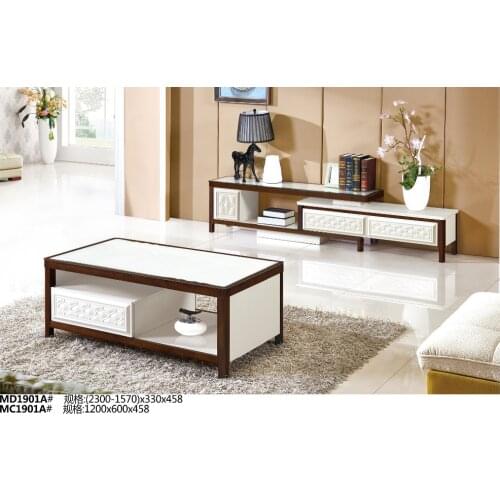 MD1901A MC1901A Modern living room furniture set tea table & tv stand glass top with drawers coffee table tv cabinet tv stand