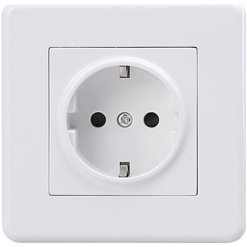 Best Quality German Electric Wall Outlet DE AC 250V Power Faceplate White Color Socket 86x86mm