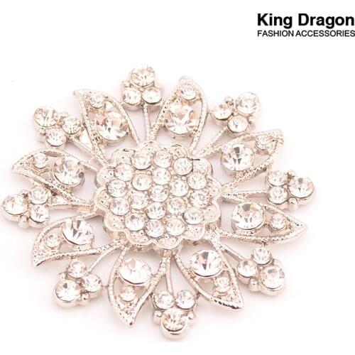 Rhinestone Embellishment Used On Invitation Flat Back Button 45MM 5PCS/lot Flat Back Nickle Color Or Silver Color KD340