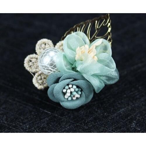 New Fashion Woman Brooches Handmade Yard Fabric Flowers Brooches Big Pearl Sweater Jewelry Coat Corsage Accessories