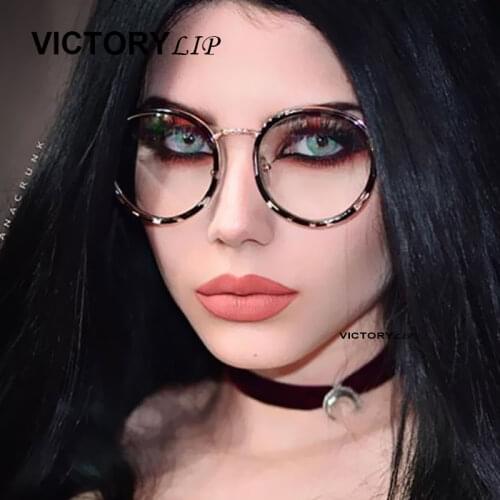 VictoryLip Men Women Clear Lens Lady Eyewear Female Optics Myopia Eyeglasses Hot Sale Vintage Oval Glasses Frame Small Size