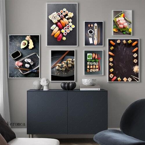 Japanese Food Sushi Posters Modern Restaurant Dining Hall Kitchen Decoration Salon Shrimp Canvas Wall Picture Home Decor Mural