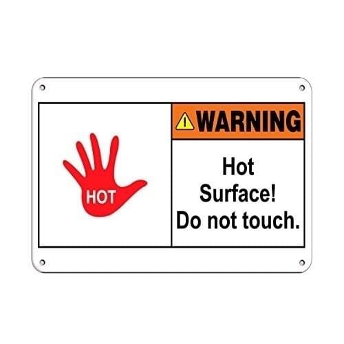 Warning Hot Surface! Do Not Touch Hazard Labels Aluminum Metal Sign Heavy Duty Tin Signs Decoration Signs