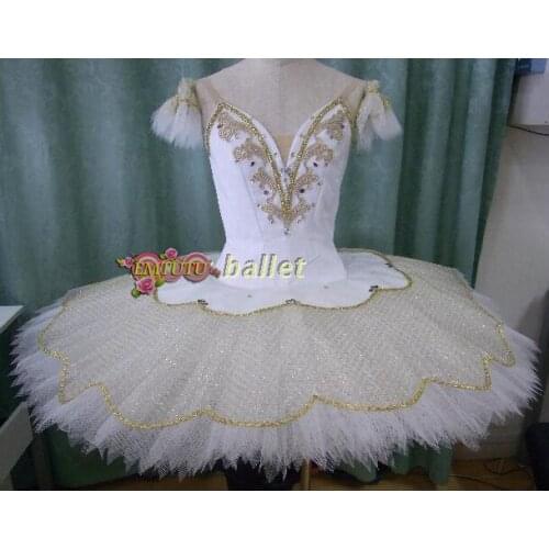 Nutcracker Sleeping Beauty Professional Ballet Stage Costume Aurora White Gold Professional Ballet Tutus Dress