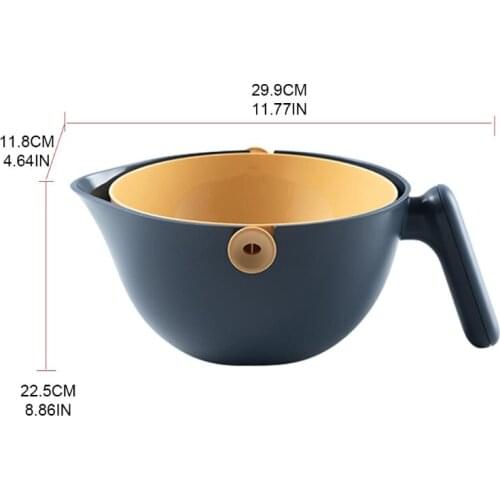 Q0KA 2 In 1 Handheld Storage Basket Drain Bowl Kitchen Vegetable Fruit Basin Strainer