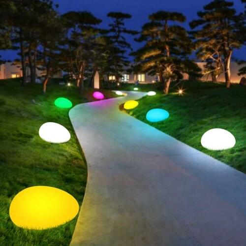RGB LED Outdoor Stone Light Glow Pebble Shape Garden Decor Lights Color Changing Night Light for Path Lawn Patio Pathway Walkway