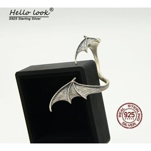 HelloLook 925 Sterling Silver Bat Wings Ear Clip on Earrings Gothic Earcuff Hypoallergenic Ear Amplifying Jewelry