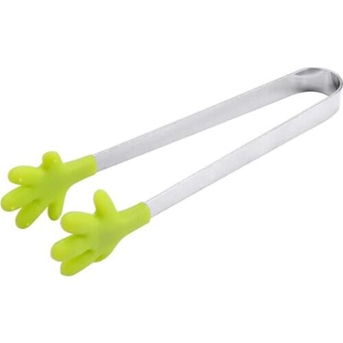 Salad Serving BBQ Tongs Stainless Steel Handle Utensil Creative Hand Shape Home Kitchen Cooking Tools Mini Silicone Food Clip