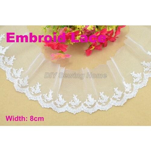 8cm width Cotton embroid lace sewing ribbon guipure trim or fabric warp knitting DIY Garment Accessories free shipping#3128