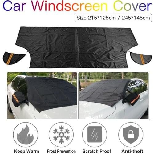 T Silver Coating Cloth Winter Car Snow Shield Car Windscreen Cover Snow AntiFreeze Half Cover With Rear View Cover realistic