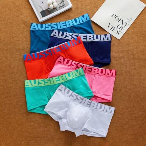 Aussiebum mens cotton underwear low waist letter comfortable sweat absorbing boxer underpants