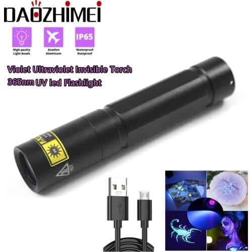 UV Flashlight Black Light 365 nm Ultraviolet Torch Blacklight Detector for Dry Pets Urine&Pet Stains&Bed Bug use 18650 battery