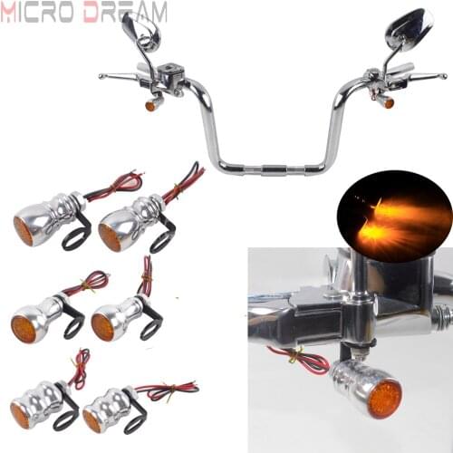 Silver Motorcycle Universal Turn Signal LED Blinker Lights Front Head Lamp for Harley Cafe Racer Yamaha Suzuki Custom Indicators
