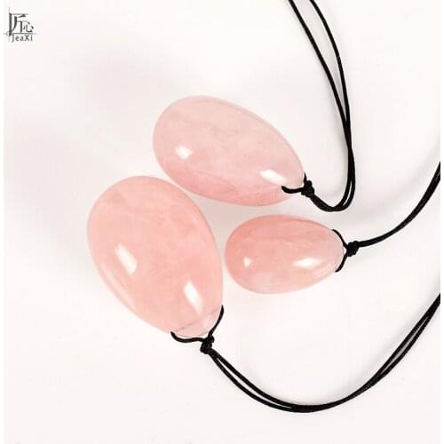 Jade Egg Vaginal Exerciser 3 pcs Drilled Natural Rose Quartz Yoni Eggs for Women Kegel Body Pelvic Massage Stones