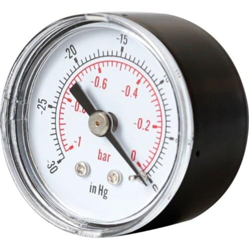 Vacuum Gauge for Air Fuel Oil or Water 40mm 0/30"Hg & 0/-1 Bar 1/8" BSPT Back K3KA