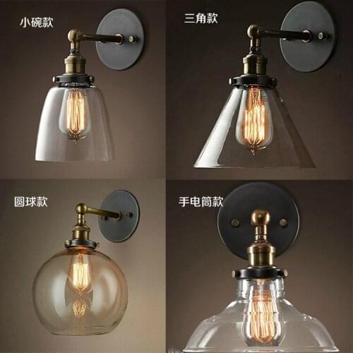 Wholesale Price Loft Vintage Industrial Edison Wall Lamps Clear Glass Lampshade Antique Copper Wall Lights 110V 220V For Bedroom